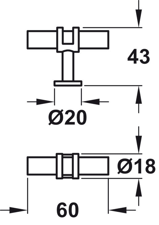 Double ring knurled "T" bar knob